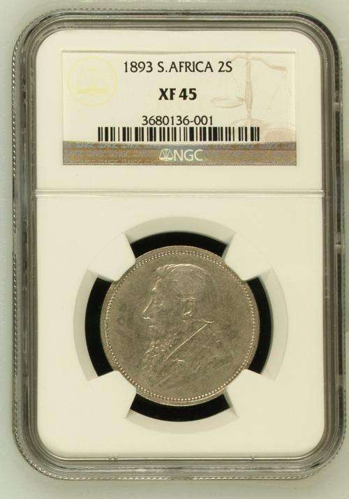 *** Low Mintage - Key Date *** ZAR 1893 Two Shillings (2S) - NGC Graded XF45. Hern's EF = R60,000.00
